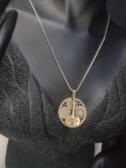 Vog Unisex Balta Figürlü V 5 Dua Yazılı Hz.Süleyman Mühürlü Gümüş Dönen Madalyon Kolye