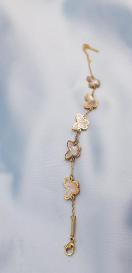  Vog Çelik 5’Li Sedef Taşlı Kelebek Sarı Renk Bileklik 