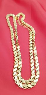 Vog 1. Sınıf Vip Kalite Çelik 14 Ayar Yeşil Renk Altın Kaplama Halep Pullu,Ezme Arpa Zincir Kolye