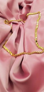 Kadın Çelik Kolye - Arpa • Pul • Halep Zincir • 18 Ayar Kayısı Renk Altın Kaplama • Kolye