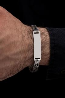 Vog Isim Yazılan 925 Ayar Gümüş Erkek Bileklik Üçlü Kral Künye Orta Kalınlıkta