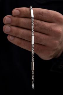 Vog Kare Parçalı Erkek Kral 925 Ayar Gümüş Bileklik Künye 2,8mm Orta Kalınlıkta