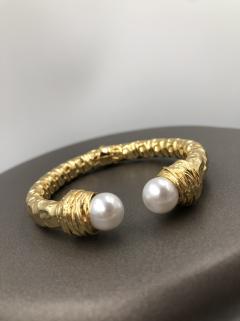 Vog 24 Ayar Altın Kaplama İnci Detay Anneye,Sevgiliye Arkadaşa Cımar Sarı Renk Bilezik