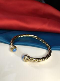 24 Ayar Altın Kaplama Mavi Früze Taş Detay Anneye,Sevgiliye Arkadaşa Cımar Sarı Renk Bilezik