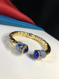 24 Ayar Altın Kaplama Mavi Taşlı Mineli Anneye,Sevgiliye Arkadaşa Cımar Sarı Renk Bilezik