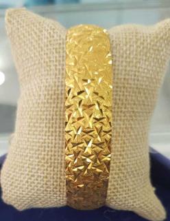 24 Ayar Altın Kaplama 15 mm Cam Kırığı Bilezik • Düğün • Nişan • Söz Takı Bileziği