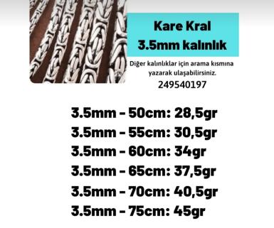 3.5Mm Kare Kral Model 925 Ayar Gümüş Kolye