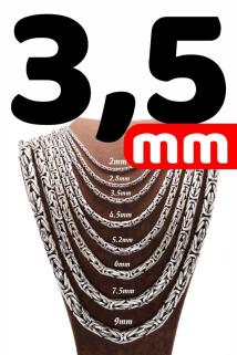3.5mm Yuvarlak Kral Model 925 Ayar Erkek Gümüş Kolye 