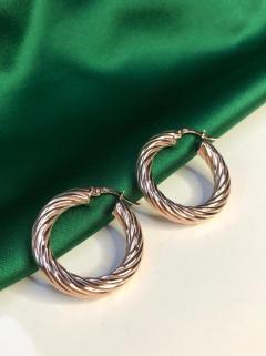 VOG  BURGU MODEL HALKA KÜPE 925 AYAR GÜMÜŞ ROZE RENK BEYAZ,SARI RENK SEÇENEĞİ