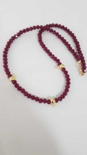 Vog 3 Adet Kulplu Altın Ve Kolye Ucu Takılabilen 24 Ayar Altın Kaplama  Kırmızı  Kristal Taşlı Kolye