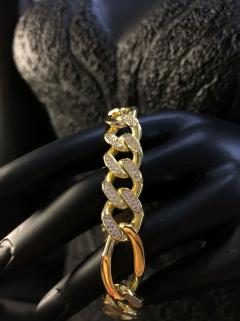 Vog Kilit Kısmı Taş Detaylı Sarı Renk 925 Ayar Gümüş Sevgiliye - Eşe - Anneye Hediye Bileklik