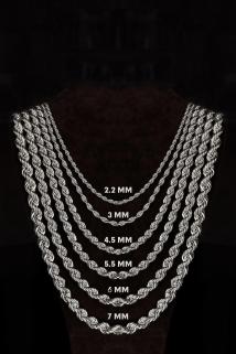 Vog 4.5mm Burma Model Halat Zincir 925 Ayar Unisex Gümüş Kolye