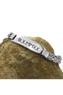 Vog Isim Yazılan 925 Ayar Gümüş Erkek Bileklik Çift Kral Künye Orta Kalınlıkta