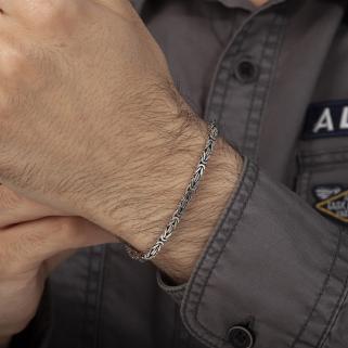 VOG 5.2mm Kare Model Erkek 925 Ayar Gümüş Kral Bileklik Künye  SARI,ROZE SEÇENEĞİ 