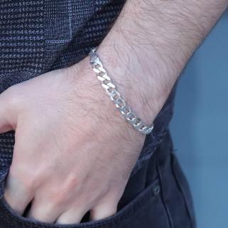 6.5mm Gurmet Model 925 Gümüş Erkek Bileklik 