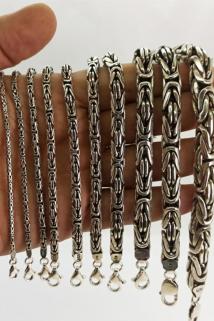 6mm 925 Ayar Gümüş Yuvarlak Kral Model Erkek Bileklik Künye