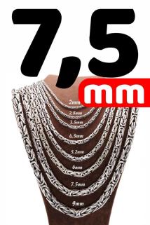 7.5mm Yuvarlak Kral Model 925 Ayar Erkek Gümüş Kolye 