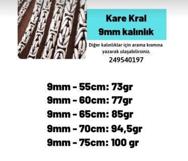 9mm Kare Kral Model 925 Ayar Gümüş Zincir Kolye
