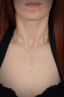 Açela Zirconia Taşlı 925 Ayar Gümüş Su Yolu Set - Düğün - Nişan - Söz - Sevgiliye - Eşe Takım