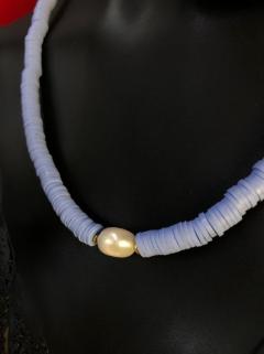 Vog Açık Mavi Renk İnci Detaylı Fimo Kolye