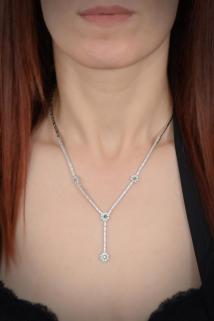 Vog Ahenk Yeşil Taşlı 925 Ayar Gümüş Su Yolu Set - Düğün - Nişan - Söz - Sevgiliye - Eşe Takım