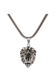 Vog Aslan Başı Beyaz Renk Çelik Erkek Kolye Zincir