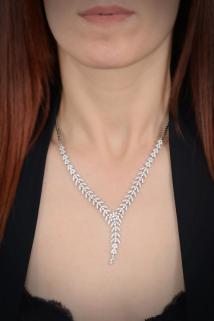 Bengi Zirconia Taşlı Gümüş Su Yolu Set • Işıklı Kutuda • Düğün • Nişan • Söz • Gelin Seti Takımı