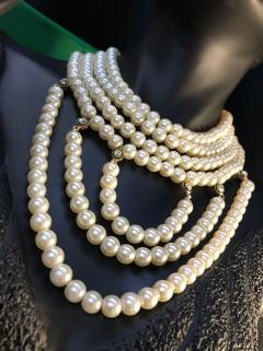 VOG BİJUTERİ4 SIRALI İNCİ DİZAYN ŞIK TASARIM EL İŞİ KOLYE (CHOKER)