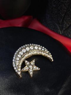 Vog Bijuteri Ay Ve Yıldız Şık Tasarım Broş,Örtü İğnesi ve Yaka iğnesi