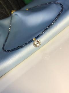 Vog Bujiteri Mavi Kristal Taşlı El Işi Kolye (choker)