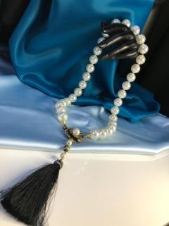 VOG BİJUTERİ PÜSKÜL DETAYLI İNCİ DİZAYN ŞIK TASARIM EL İŞİ KOLYE (CHOKER)