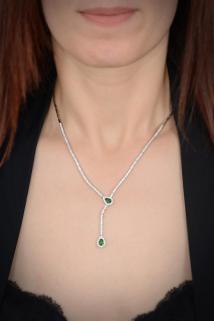 VOG ÇAĞIL BAYAN YEŞİL TAŞLI SU YOLU SET-KOLYE,BİLEKLİK,KÜPE,YÜZÜK