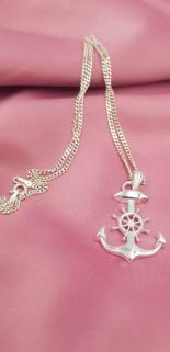 Vog Kişiye Özel Çapa Dümen Denizci Ve Deniz Tutkunlarına Özel 925 Ayar Gümüş Kolye