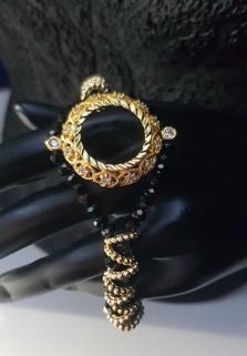 Vog Çeyrek,Gram Altın Takılan 24 Ayar Altın Kaplama Şık Tasarım Dolama Model Kristal Taşlı Bileklik