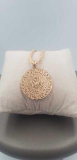 Vog Çelik 24 Ayar Roze Kaplama Emitasyon Tam Altın Kolye