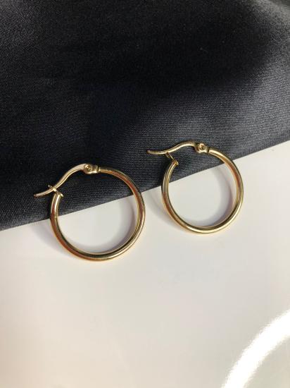 Vog 2.2mm Sarı Renk Halka Küpe Sevgiliye,Anneye,Eşe,Arkadaşa Hediye Çelik  Küpe