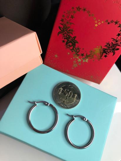 Vog 2.2mm Beyaz Renk Halka Küpe Sevgiliye,Anneye,Eşe,Arkadaşa Hediye Çelik Küpe