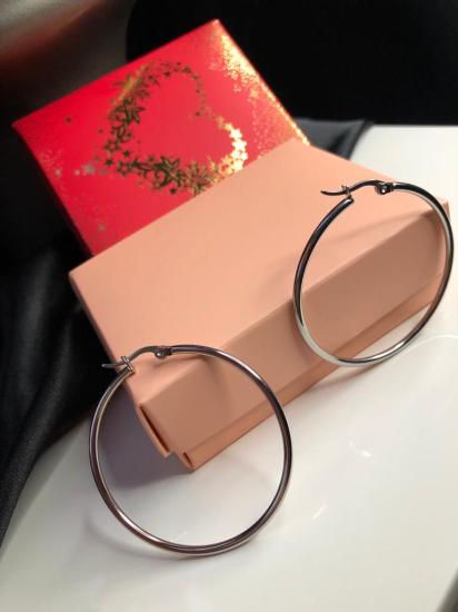 Vog 4.0mm Beyaz Renk Halka Küpe Sevgiliye,Anneye,Eşe,Arkadaşa Hediye Çelik Küpe