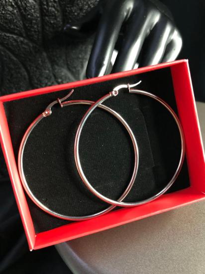 Vog 5.0mm Beyaz Renk Halka Küpe Sevgiliye,Anneye,Eşe,Arkadaşa Hediye Çelik Küpe