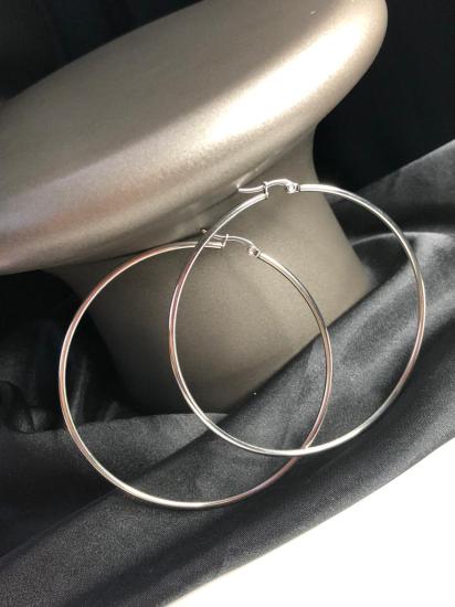 Vog 8.0mm Beyaz Renk Halka Küpe Sevgiliye,Anneye,Eşe,Arkadaşa Hediye Çelik Küpe