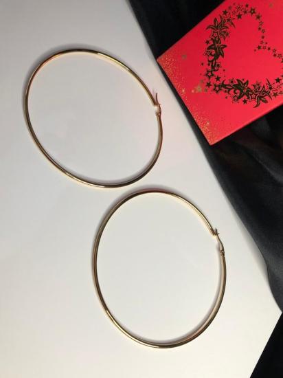 Vog 8.0mm Sarı Renk Halka Küpe Sevgiliye,Anneye,Eşe,Arkadaşa Hediye Çelik Küpe