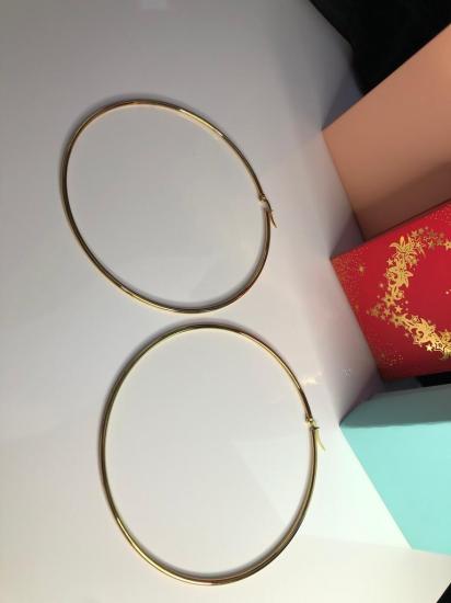 Vog 9.0mm Sarı Renk Halka Küpe Sevgiliye,Anneye,Eşe,Arkadaşa Hediye Çelik Küpe