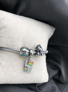 Vog Çelik Pandora Model Anneye,Sevgiliye,Arkadaşa Love Yazılı ve Unicorn Detaylı Beyaz Renk Bileklik