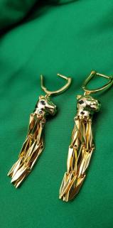 Vog Cartier Model Altın Tasarım Panter (Jaguar) 1. Sınıf Şık Tasarım Çelik Küpe