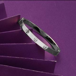 Vog 6MM Cartier Vidalı Model Kelepçe 925 Ayar Gümüş Beyaz Renk Sarı,Roze Seçeneği