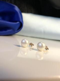 Vog Çivi Model İnci Küpe 6mm Beyaz Renk 925 Ayar Gümüş Sarı,Roze Seçeneği