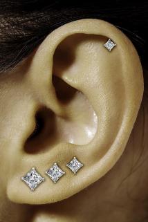 Vog Çivi Model Prenses Kesim Kare Zirconia Küpe 4’lü Set 3, 4, 5, 6 Mm Sarı,Roze Seçeneği