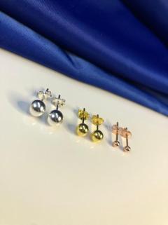 Vog Çivi Model Top Küpe 3 Adet 3 Boy 3 Renk 3mm-4mm-5mm  925 Ayar Beyaz Renk Küpe Sarı,Roze Seçeneği