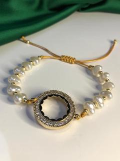 Kadın Bijuteri Bileklik - Çeyrek Ve Gram Altın Takılan 24 Ayar Altın Kaplama İncili Bileklik