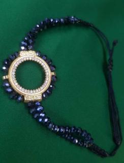 VOG ÇEYREK VE GRAM ALTIN TAKILAN 24 AYAR ALTIN KAPLAMA LACİVERT KRİSTAL TAŞLI BİLEKLİK